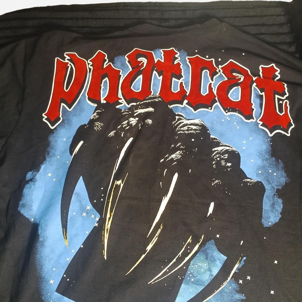 Phatcat Men Black Graphic Tee Panther Claw Red Text Blue Accent Size 2XL NWT